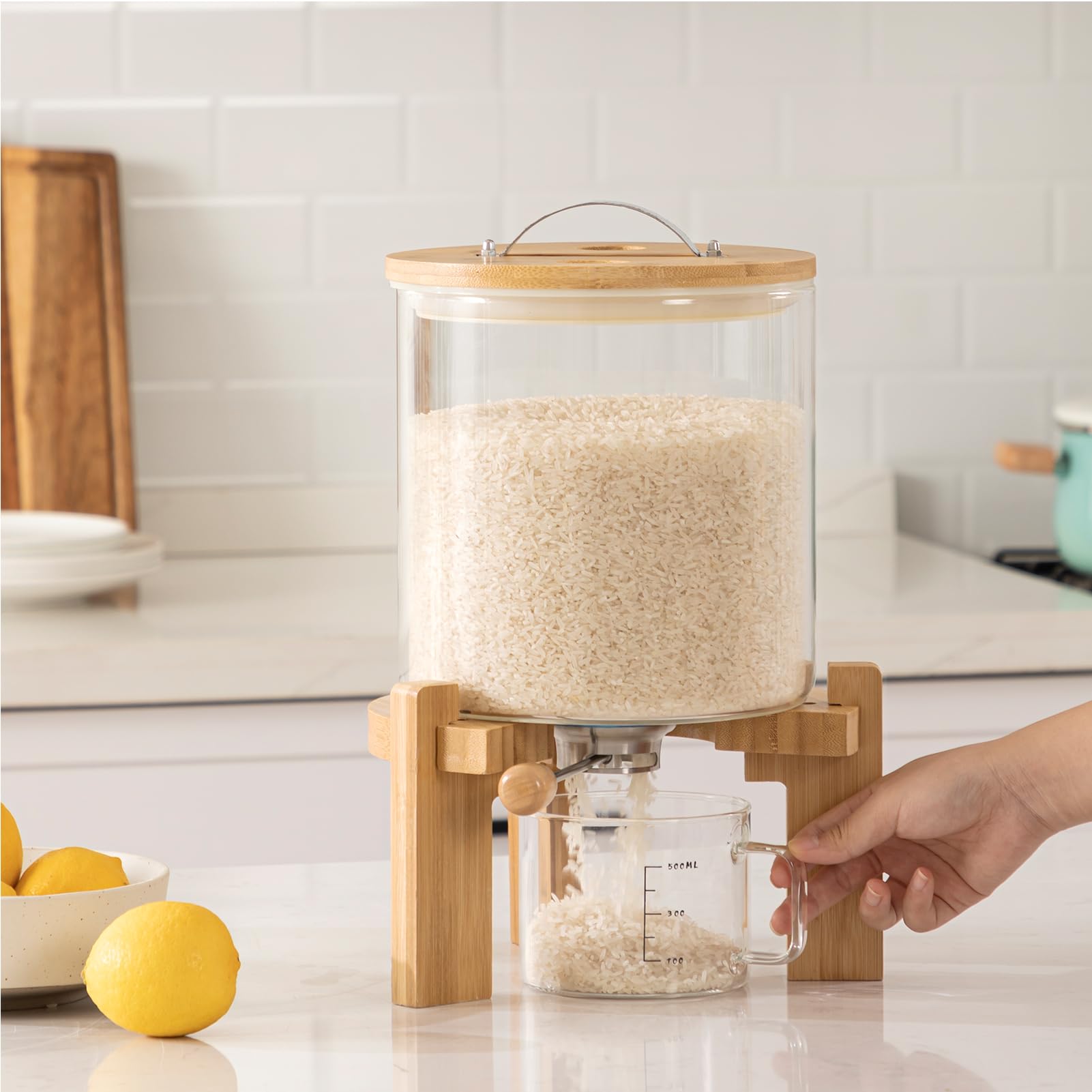 HBlife 5L capacity stores rice, flour, or cereal neatly.