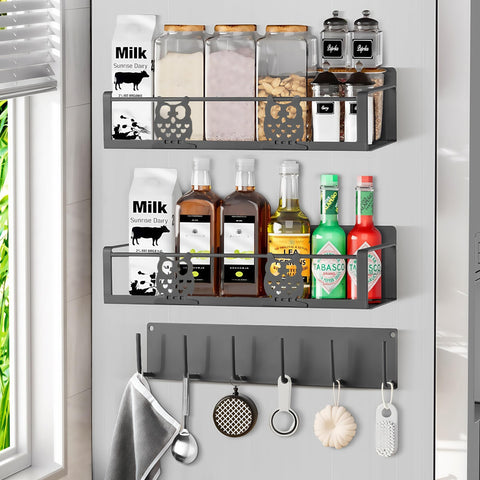 HCBaoXGui spice rack on fridge with owl gray finish keeps spices organized