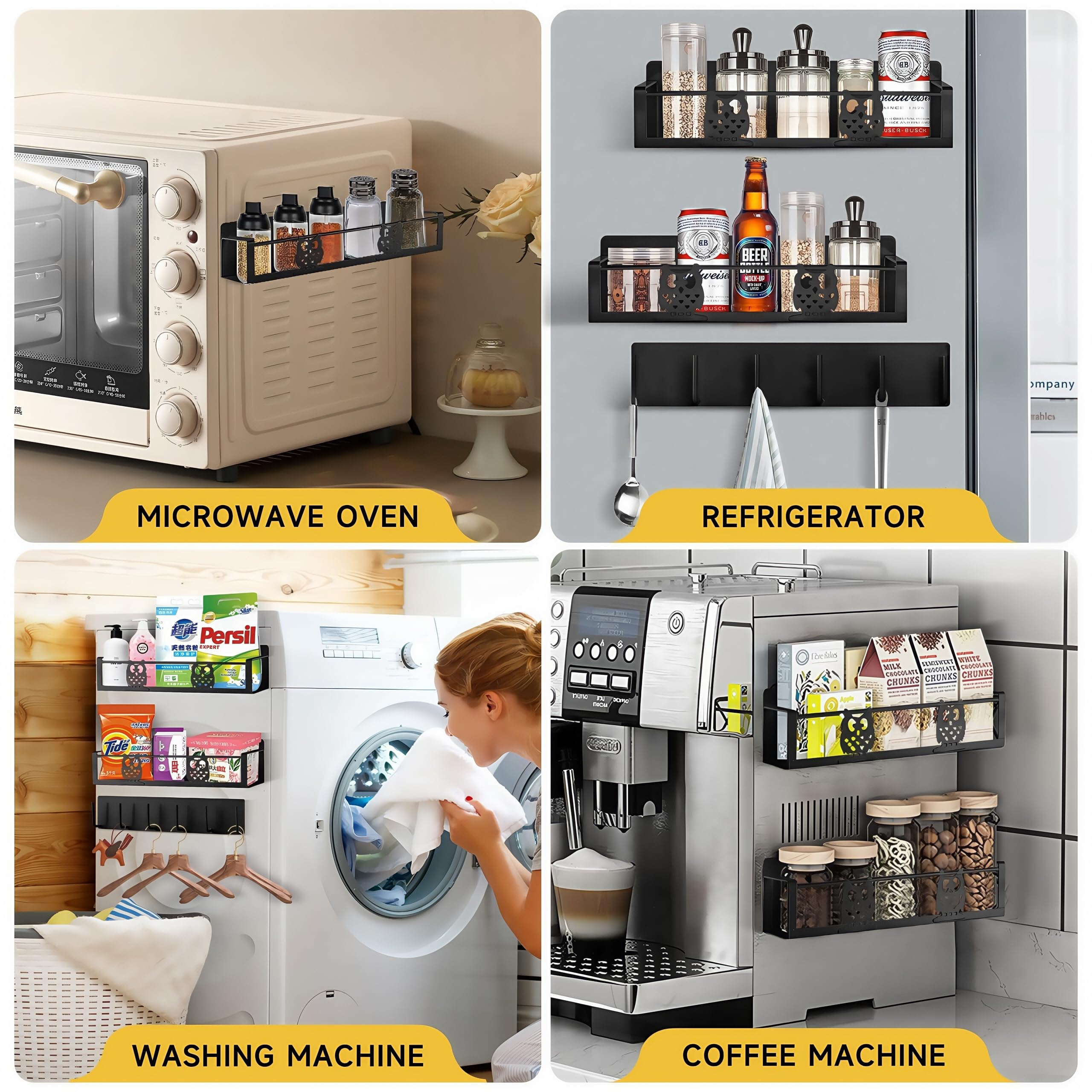 HCBaoXGui fridge space-saving setup highlights easy magnetic mounting