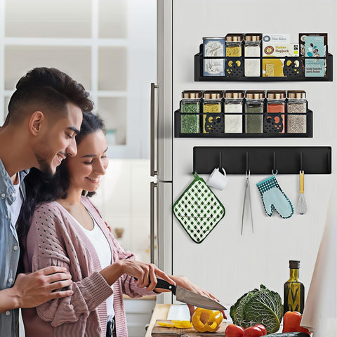 HCBaoXGui magnetic shelf large 11-61in provides extra jar storage on the fridge