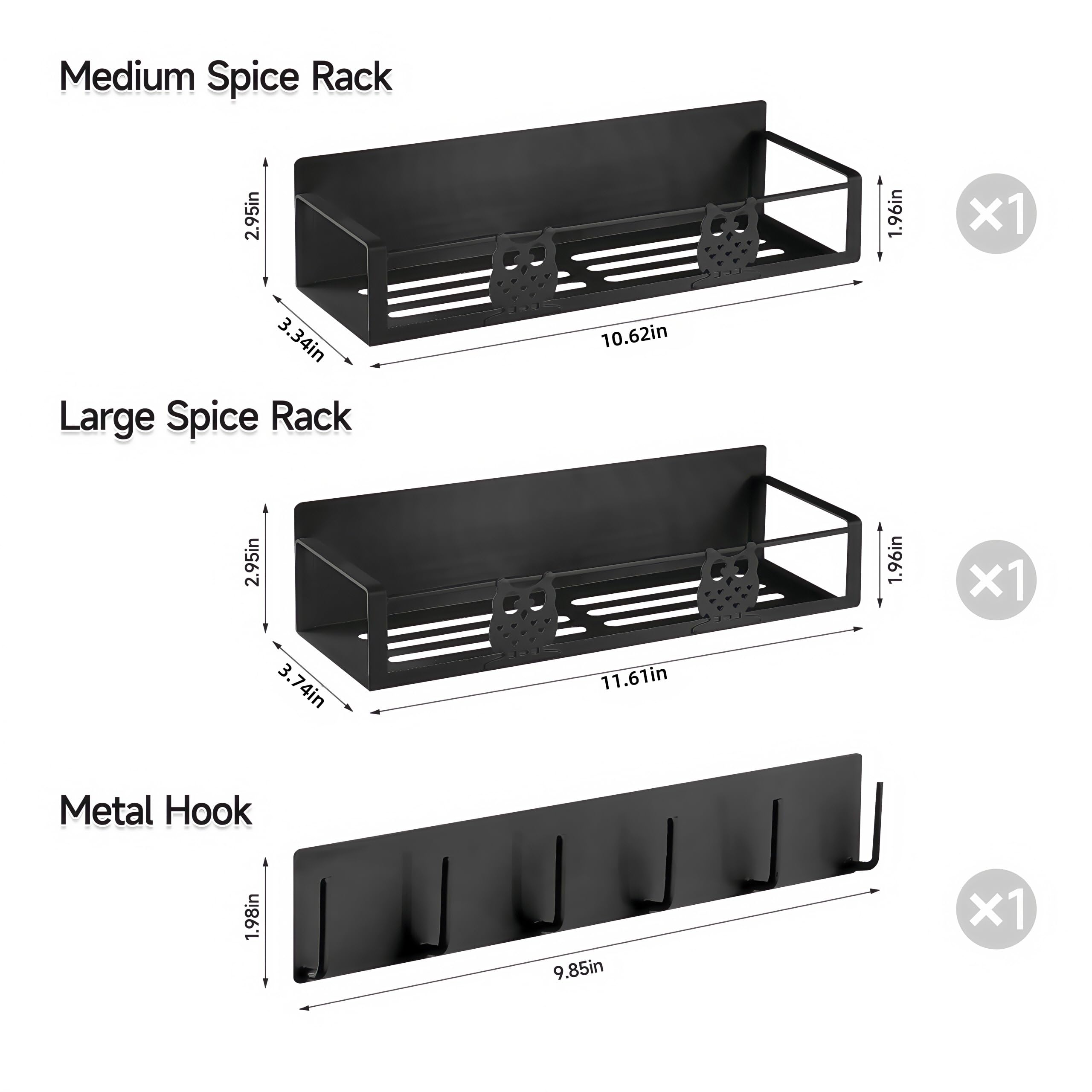 HCBaoXGui magnetic shelf medium 10-62in helps organize bottles and spices