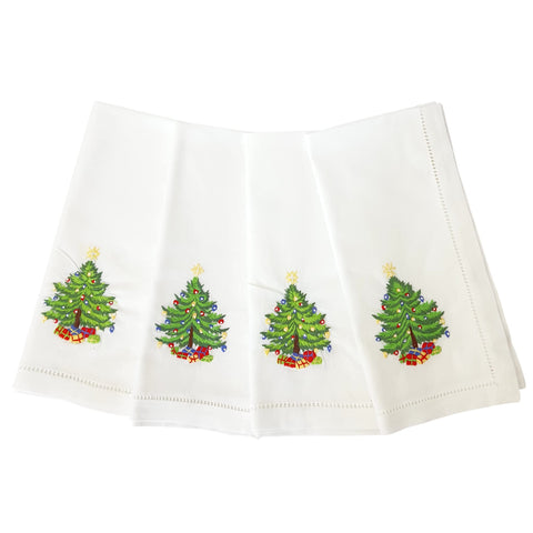 HCRAFT embroidered napkin with a tree detail adds elegant table styling.