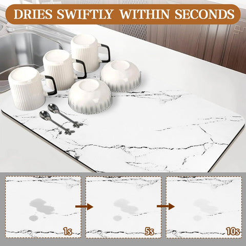 HCYDTOPU absorbent kitchen counter mat dries dishes efficiently after washing.