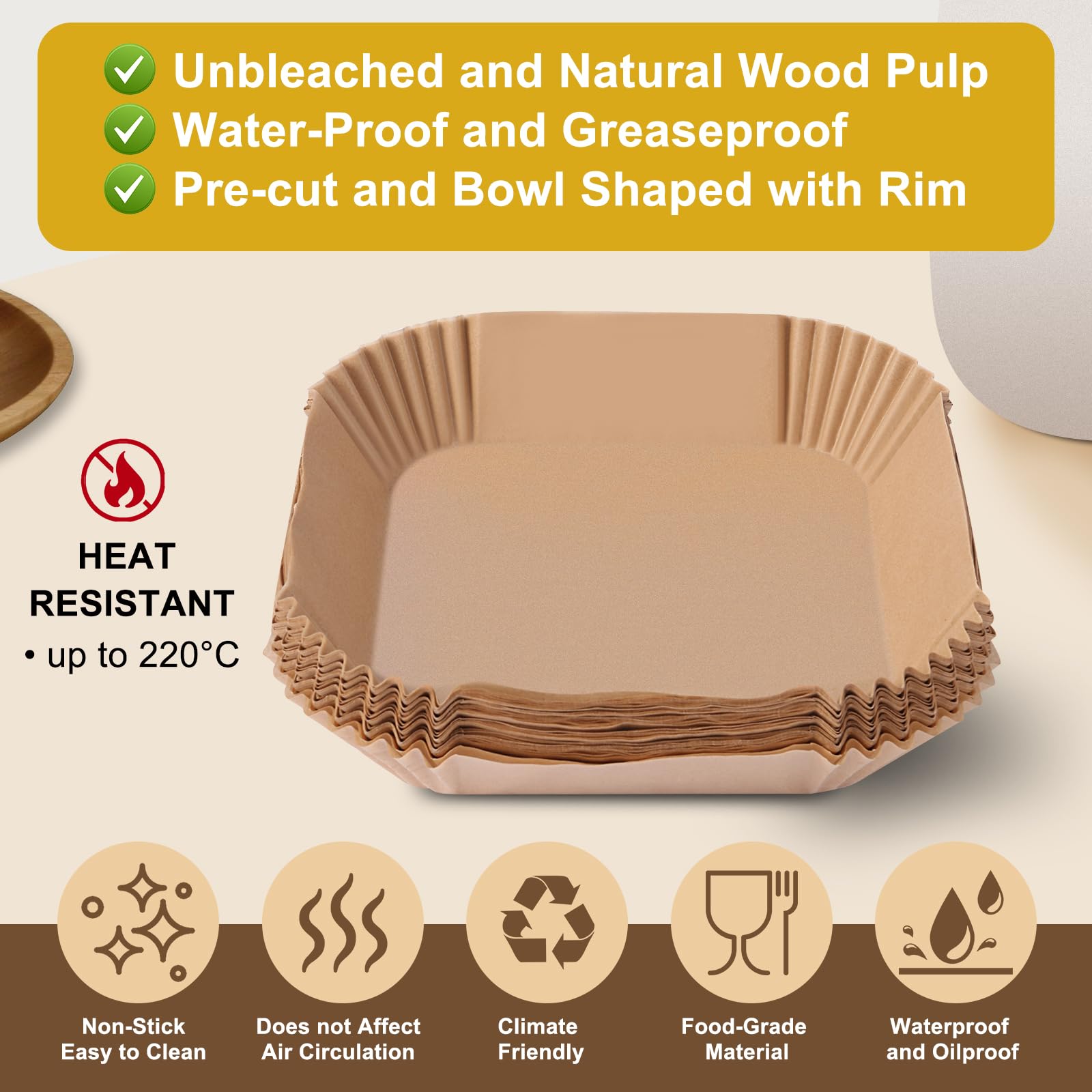 HDOET food-grade liners suitable for air fryer and microwave applications.