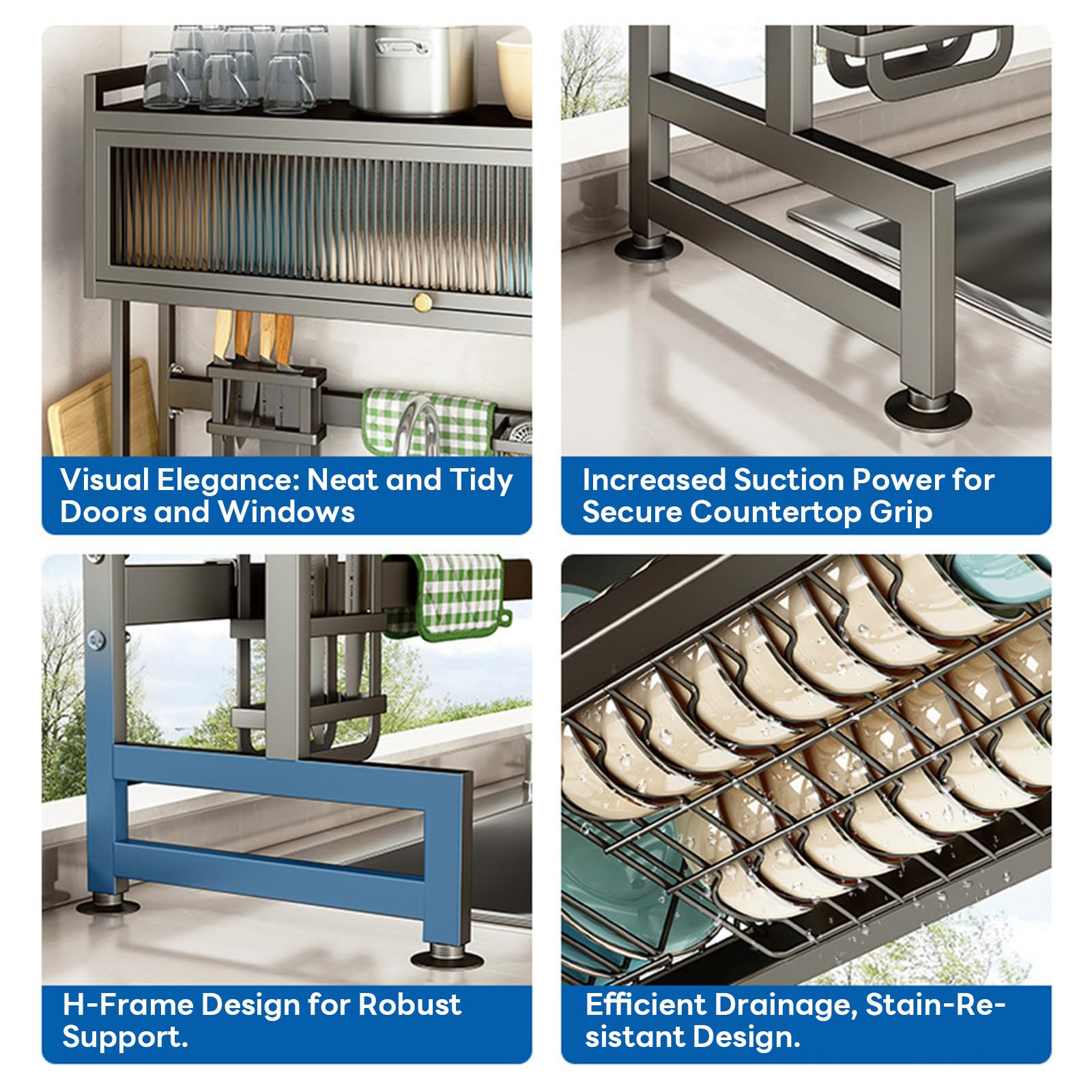 Hdrriozu over-the-sink rack promotes hygienic air-drying for quick use