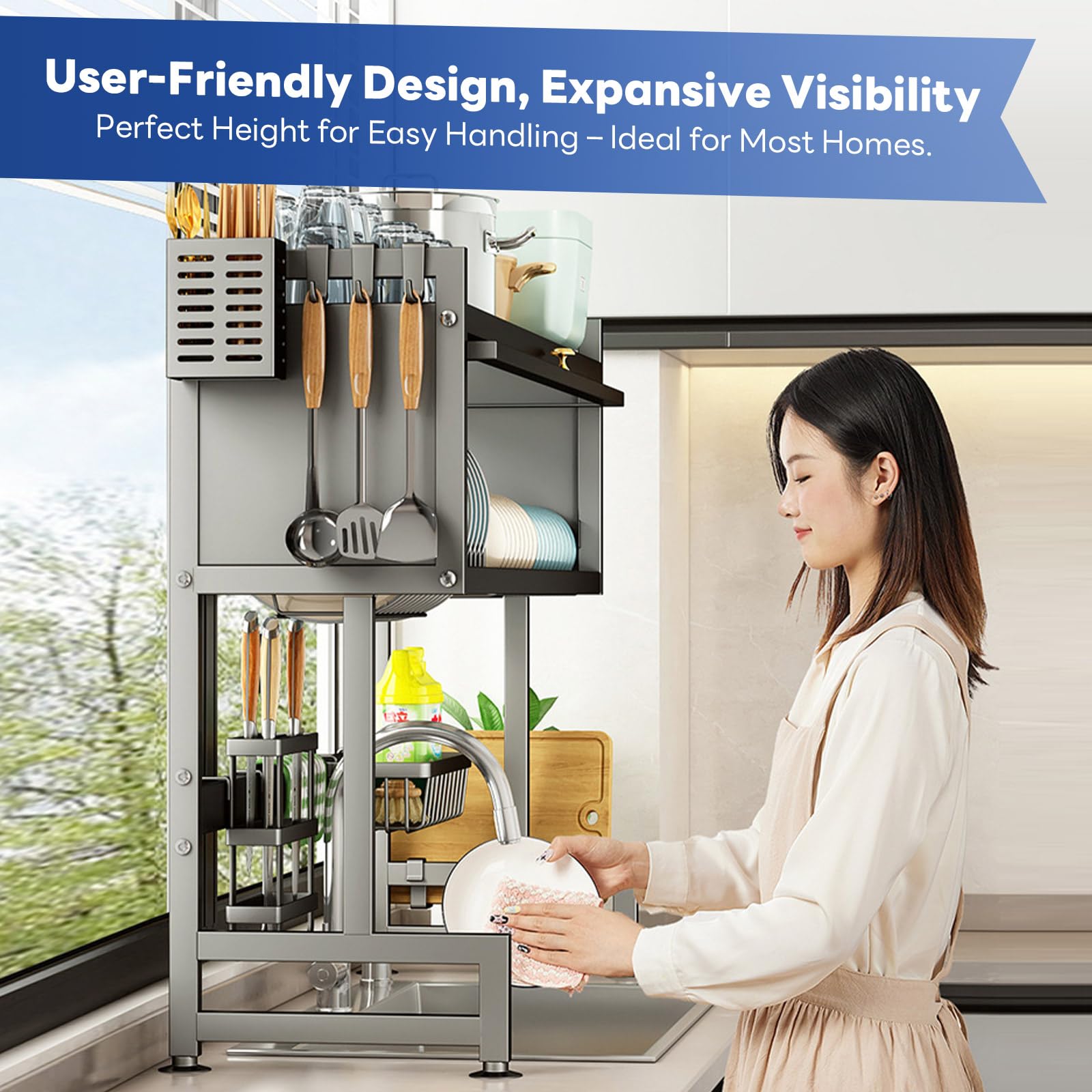 Hdrriozu dish rack with rust-resistant coating for lasting durability