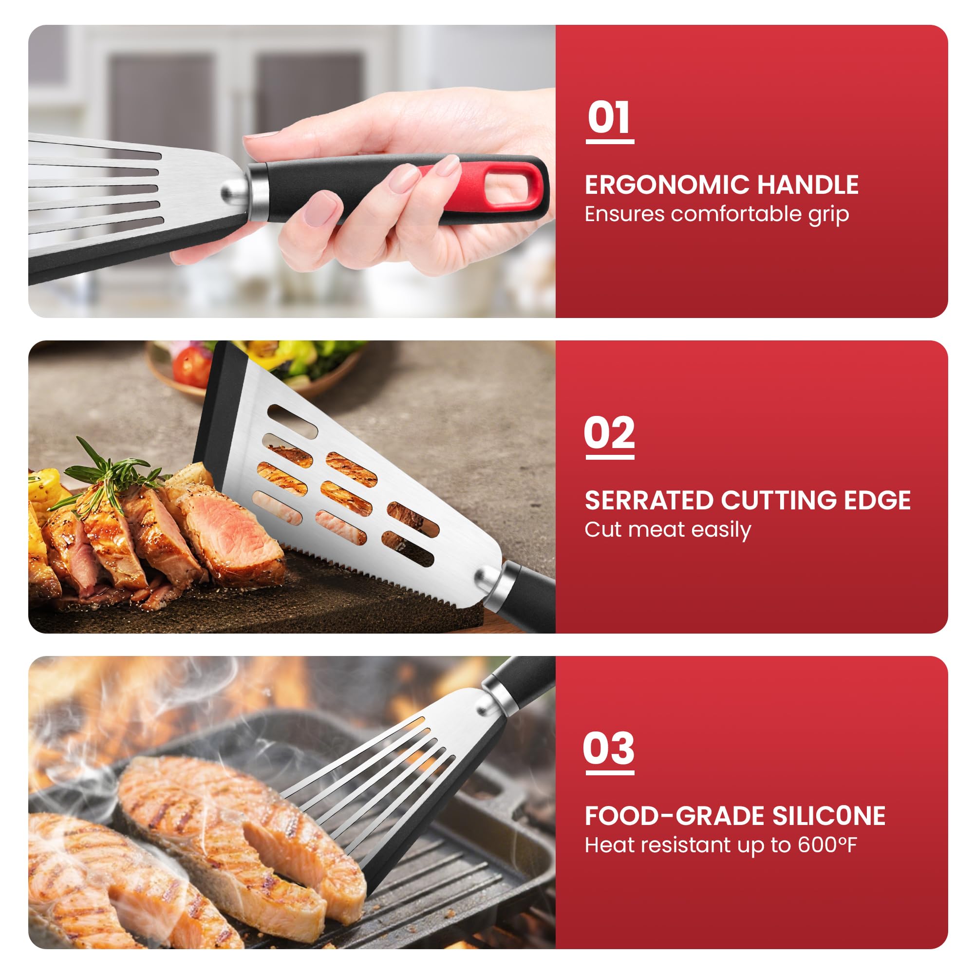 HE-SANQI silicone handle provides ergonomic grip during cooking