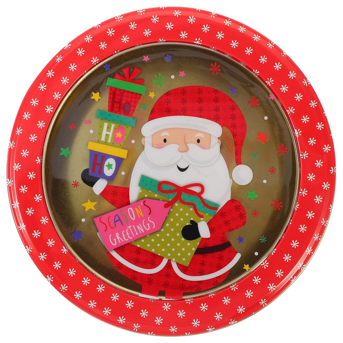 Healifty Christmas tinplate cookie box with Santa pattern for festive gifting