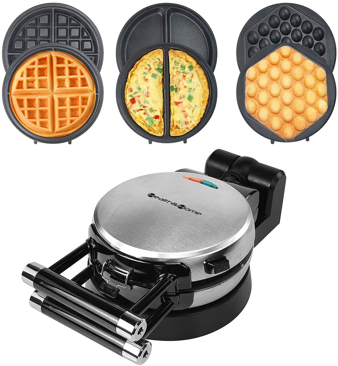 Health and Home 3-in-1 waffle maker with rotating base for even browning