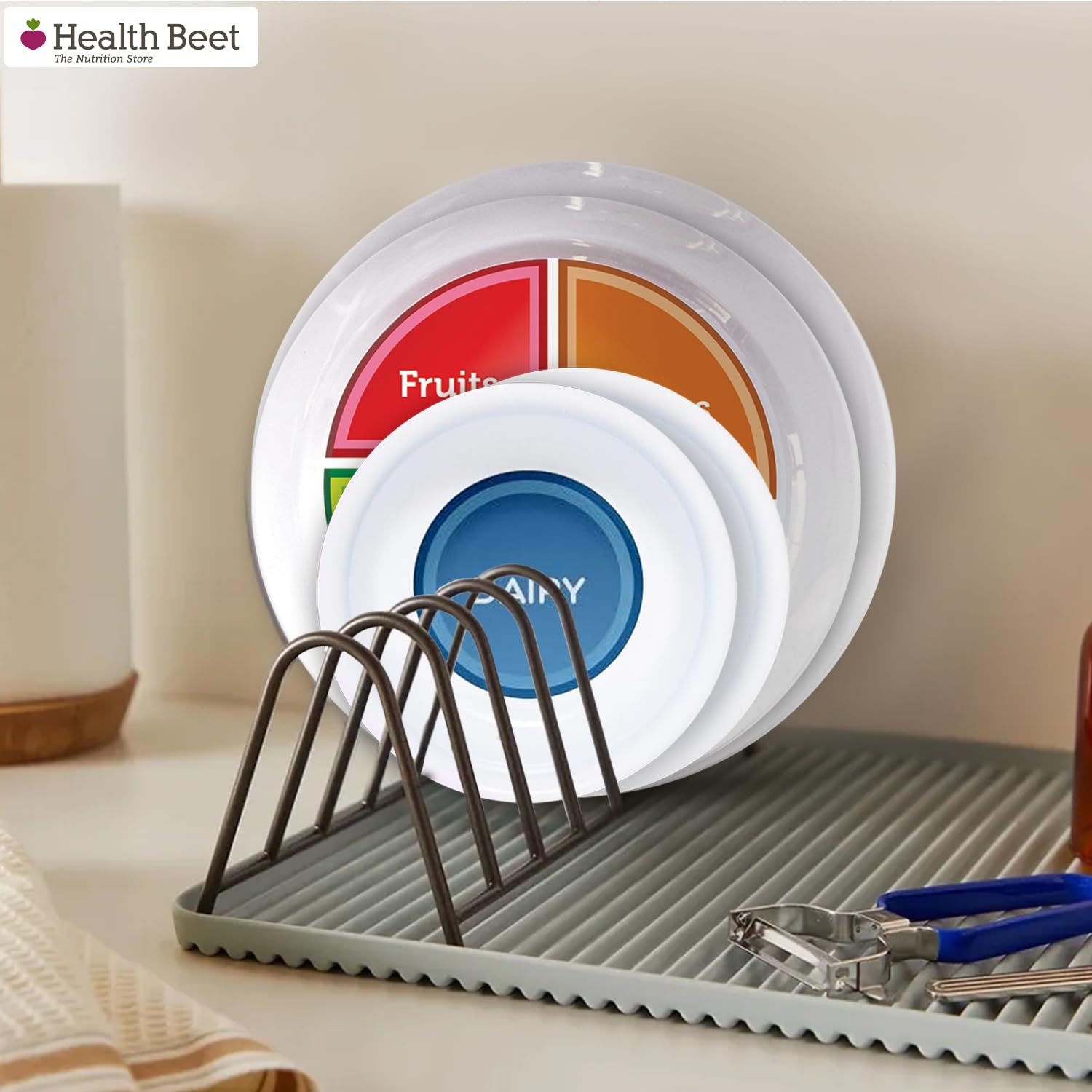 Health Beet plate set is microwave and dishwasher safe for easy cleanup.