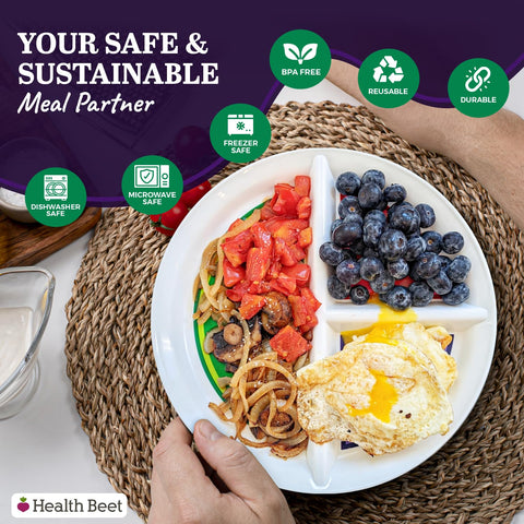 Health Beet plate is microwave-safe for quick reheating.