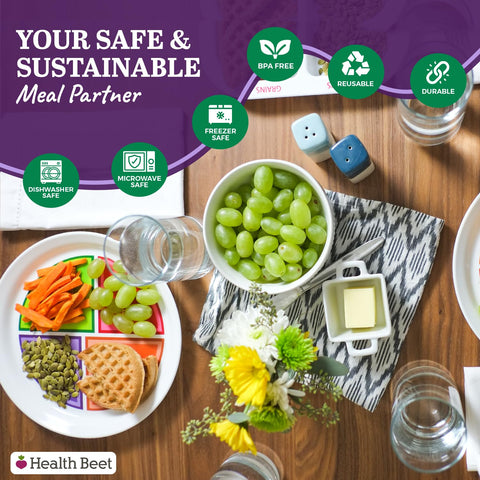 Health Beet MyPlate plate grains section helps portion grains and improve daily nutrition.
