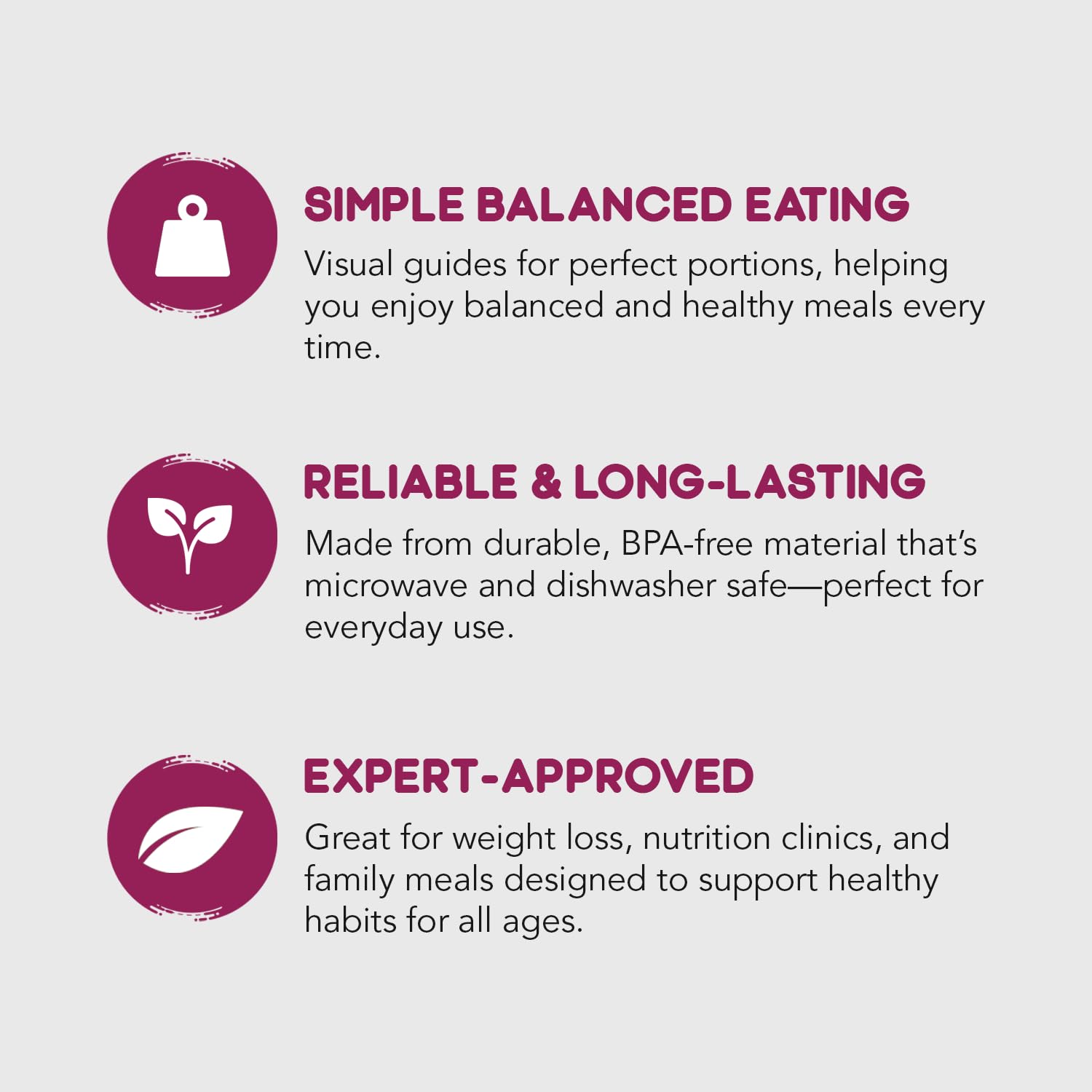 Health Beet plate reserves carbs section for meal planning.