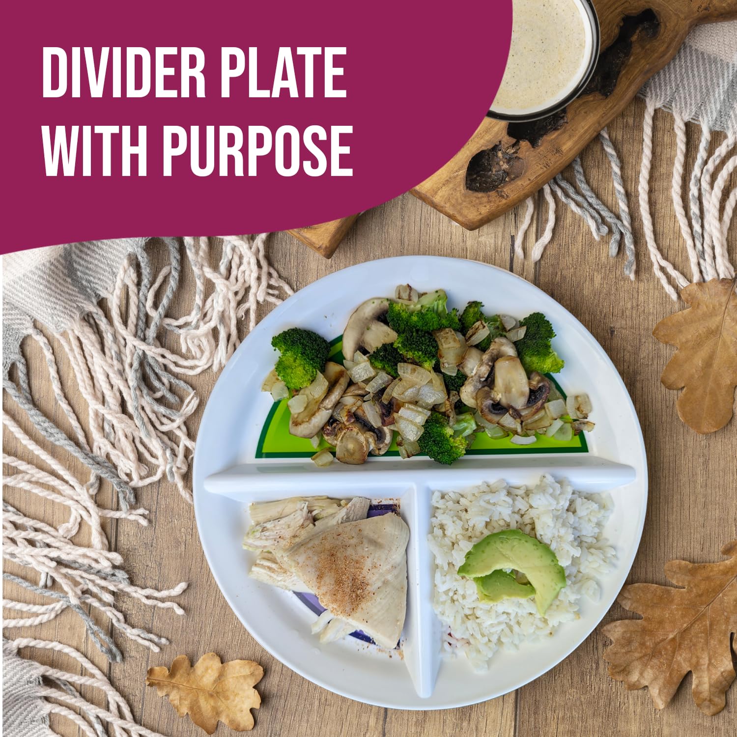 Health Beet plate highlighting the veggies section for portion control.