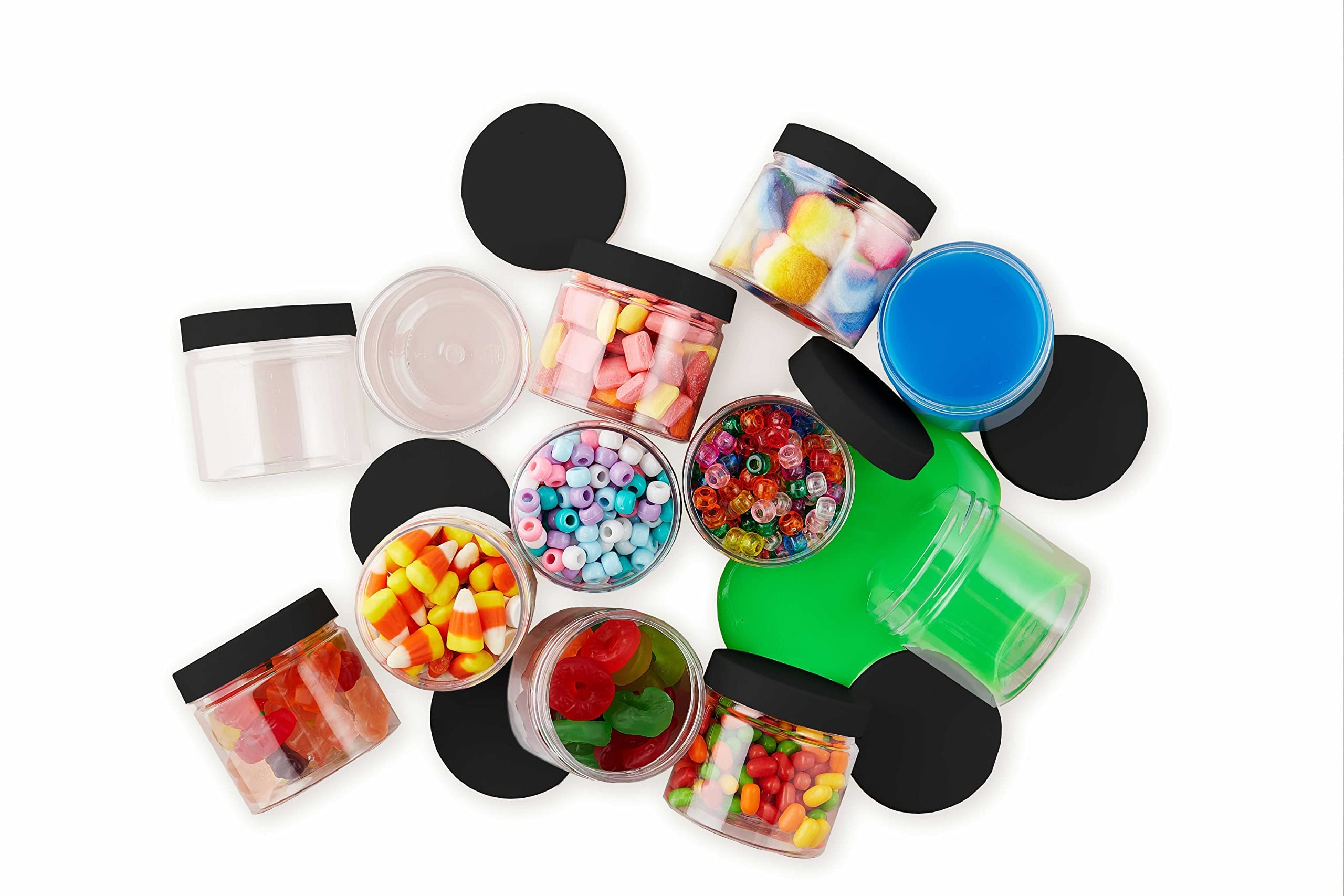 Healthy Packers 12-pack clear jars for slime, cosmetics, and crafts.