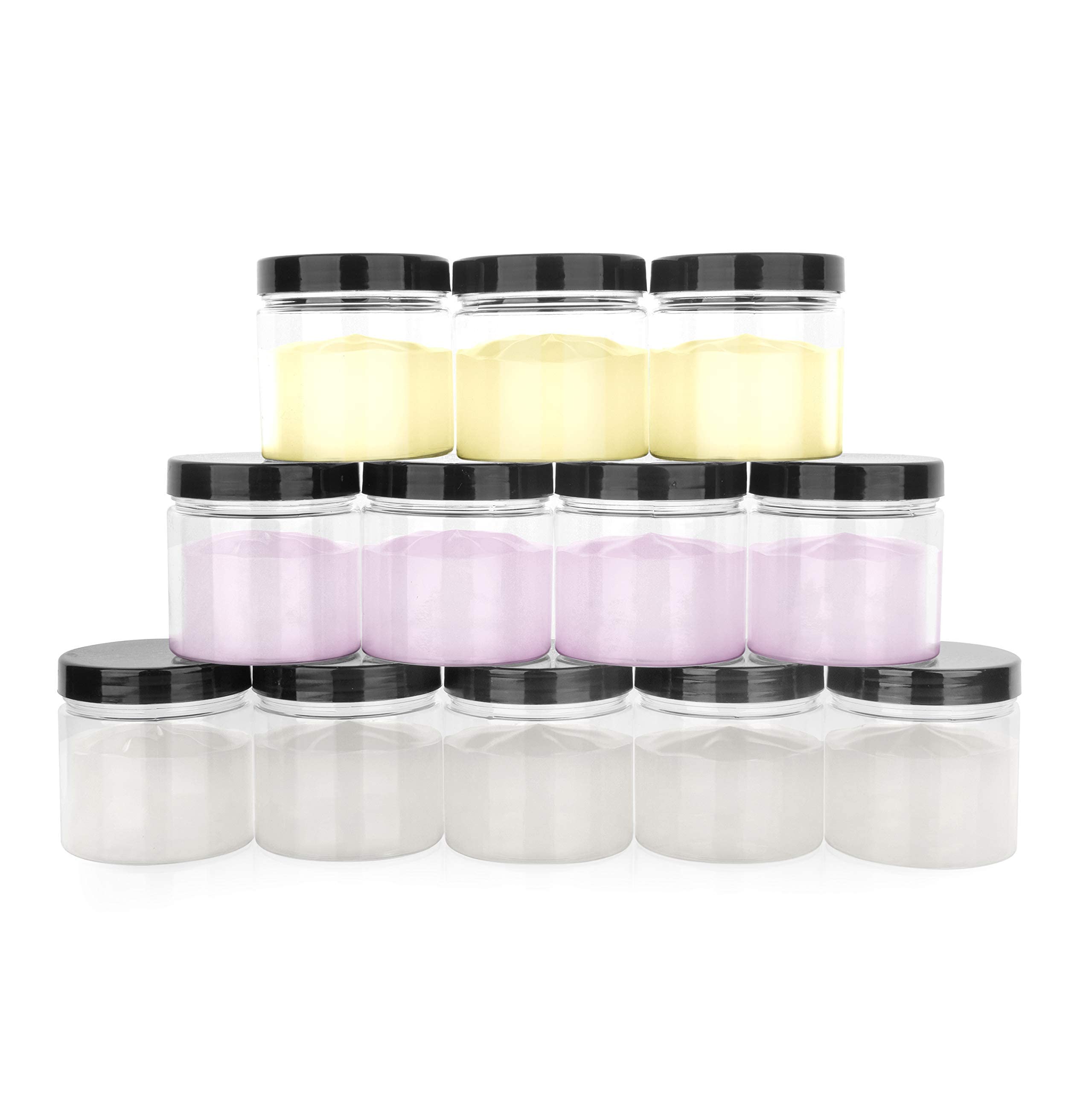 Healthy Packers 4 oz clear jar with black lid and tight seal for fresh storage.