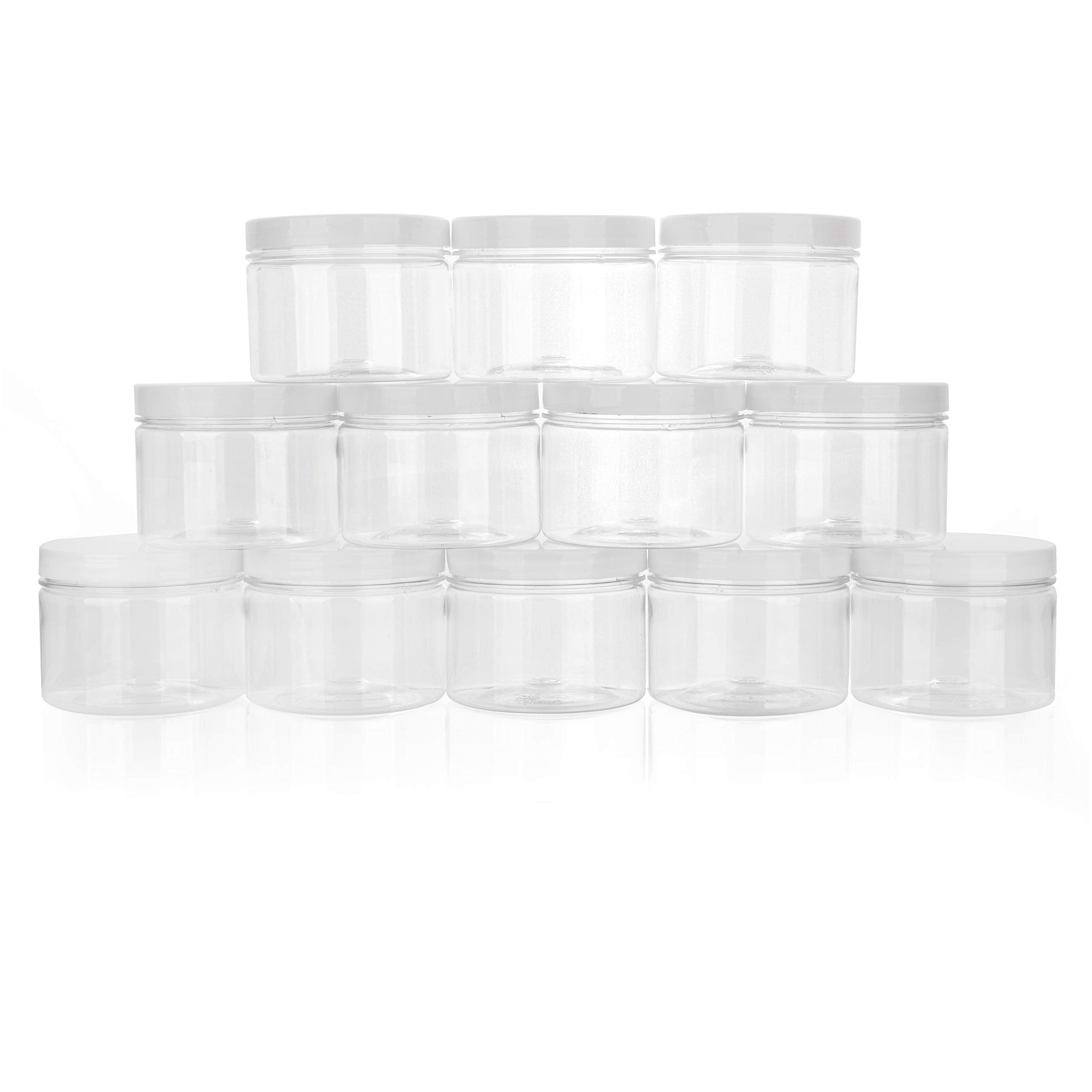 Healthy Packers clear plastic slime jars ideal for crafts and storage.