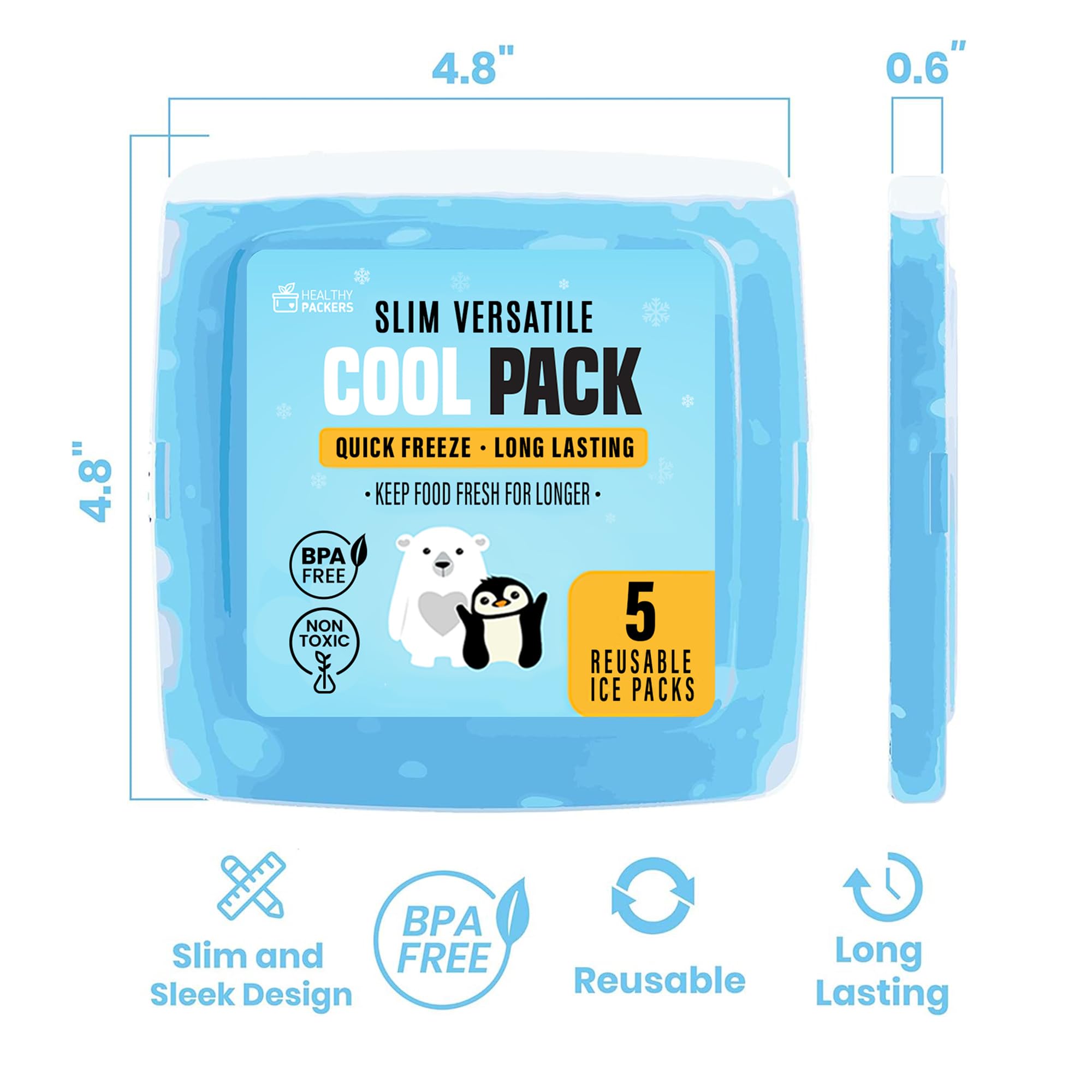 Healthy Packers travel-friendly freezer pack fits in bags and coolers.