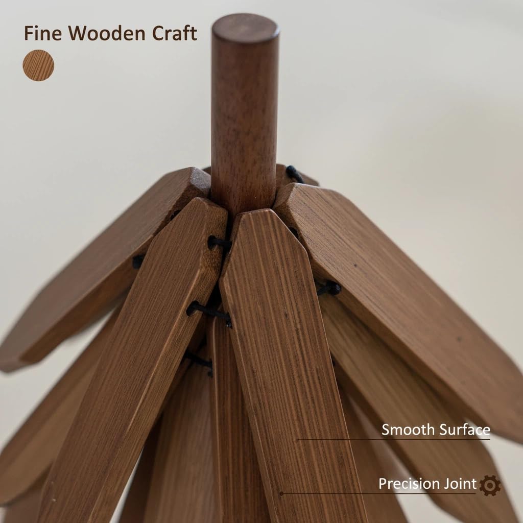 Wooden tree trivet folded design showcasing compact storage