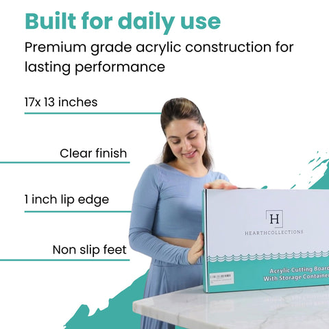 HearthCollections easy-clean attached tray simplifies cleanup after prep