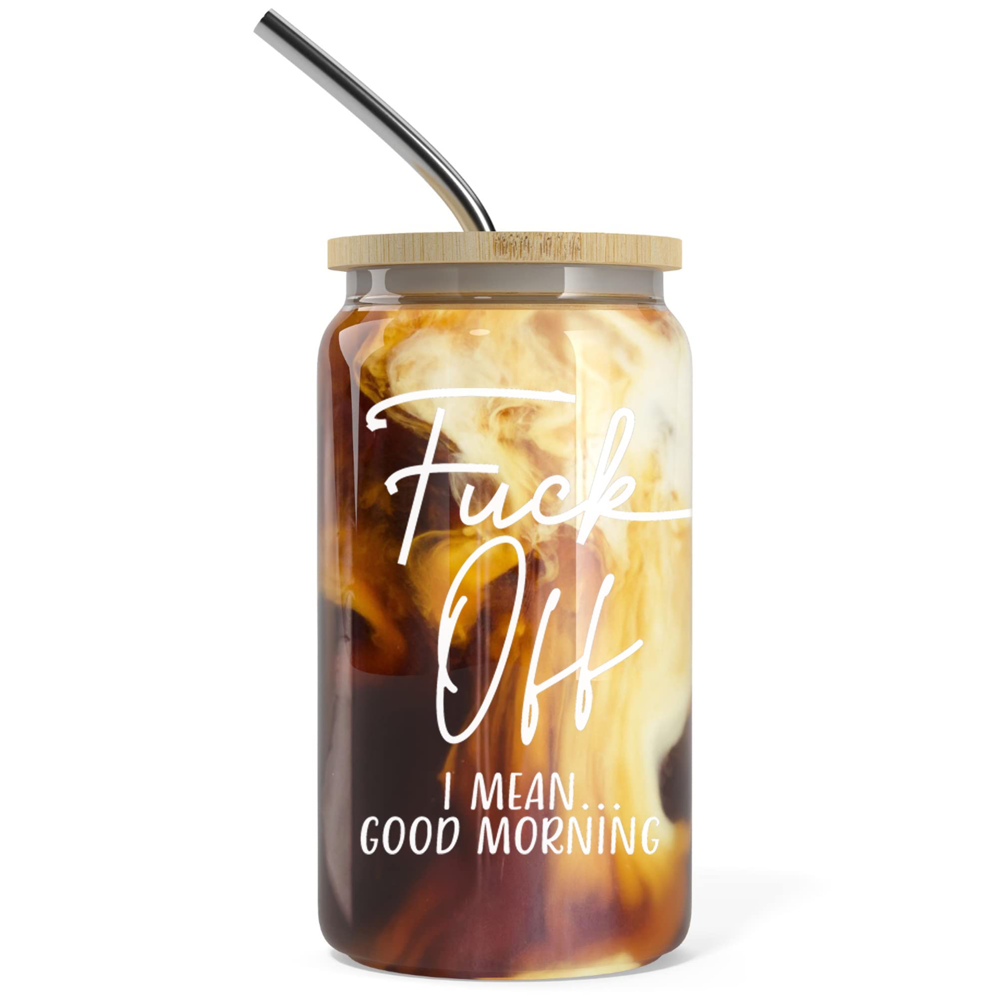 Heather & Willow 16oz iced coffee cup with bamboo lid for spill-free on-the-go sipping