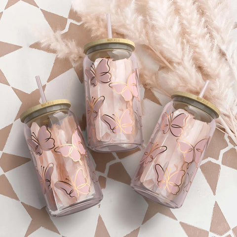 Heather & Willow 16oz mason jar shown with iced coffee for daily use