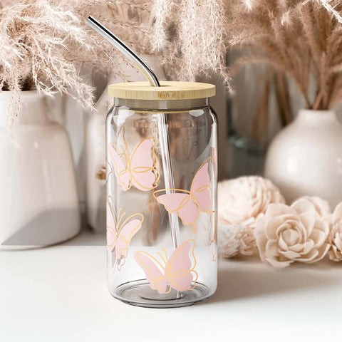 Heather & Willow jar with stainless steel straw, reusable sipping solution