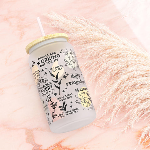 Heather & Willow daily affirmation cup with straw for calm ritual moments