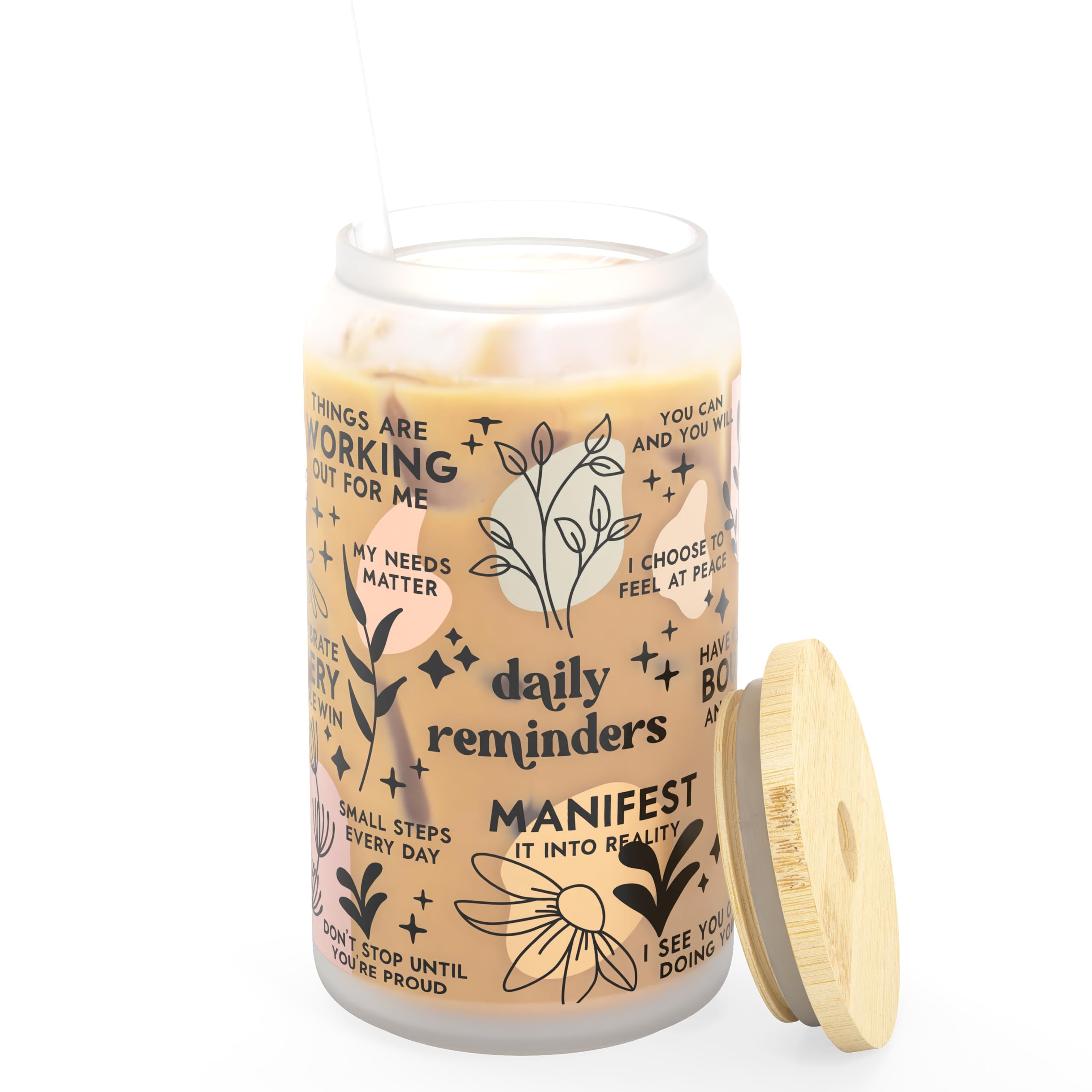 Heather & Willow frosted tumbler with boho design and cool beverage appeal