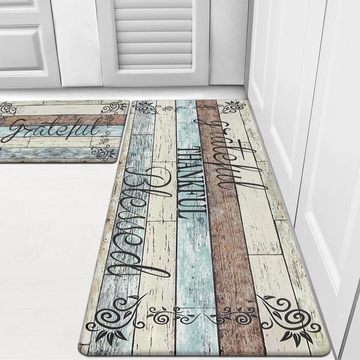 HEBE patchwork floral 17x48 runner mat for kitchen comfortable standing.