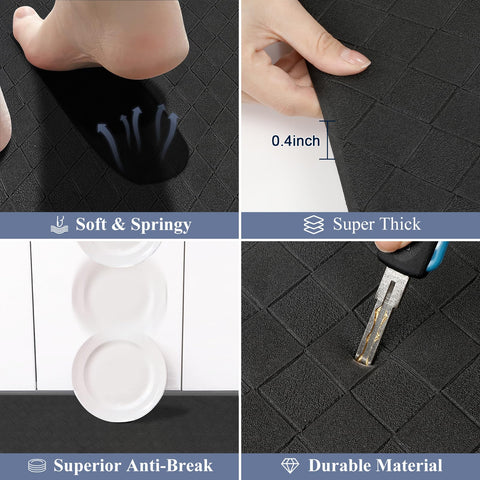 HEBE mats near sink area emphasizing easy cleaning and support