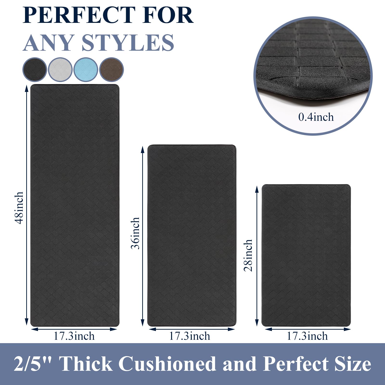 HEBE mats side angle highlighting ergonomic cushion and standing comfort
