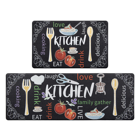 HEBE Kitchen Mats 2pc set with cushioned foam for comfortable standing at the sink.