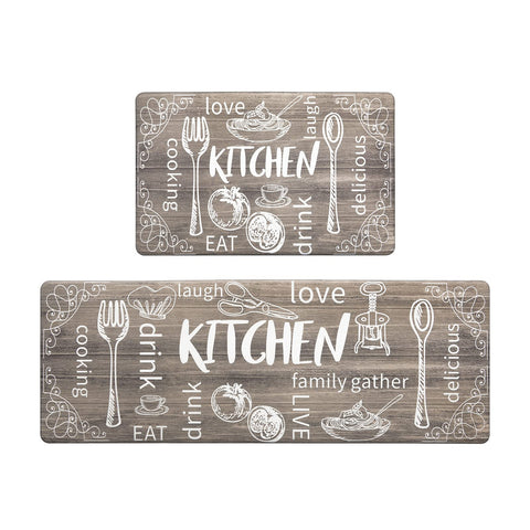 HEBE kitchen mats 2-pack brown anti-fatigue cushions for standing comfort.