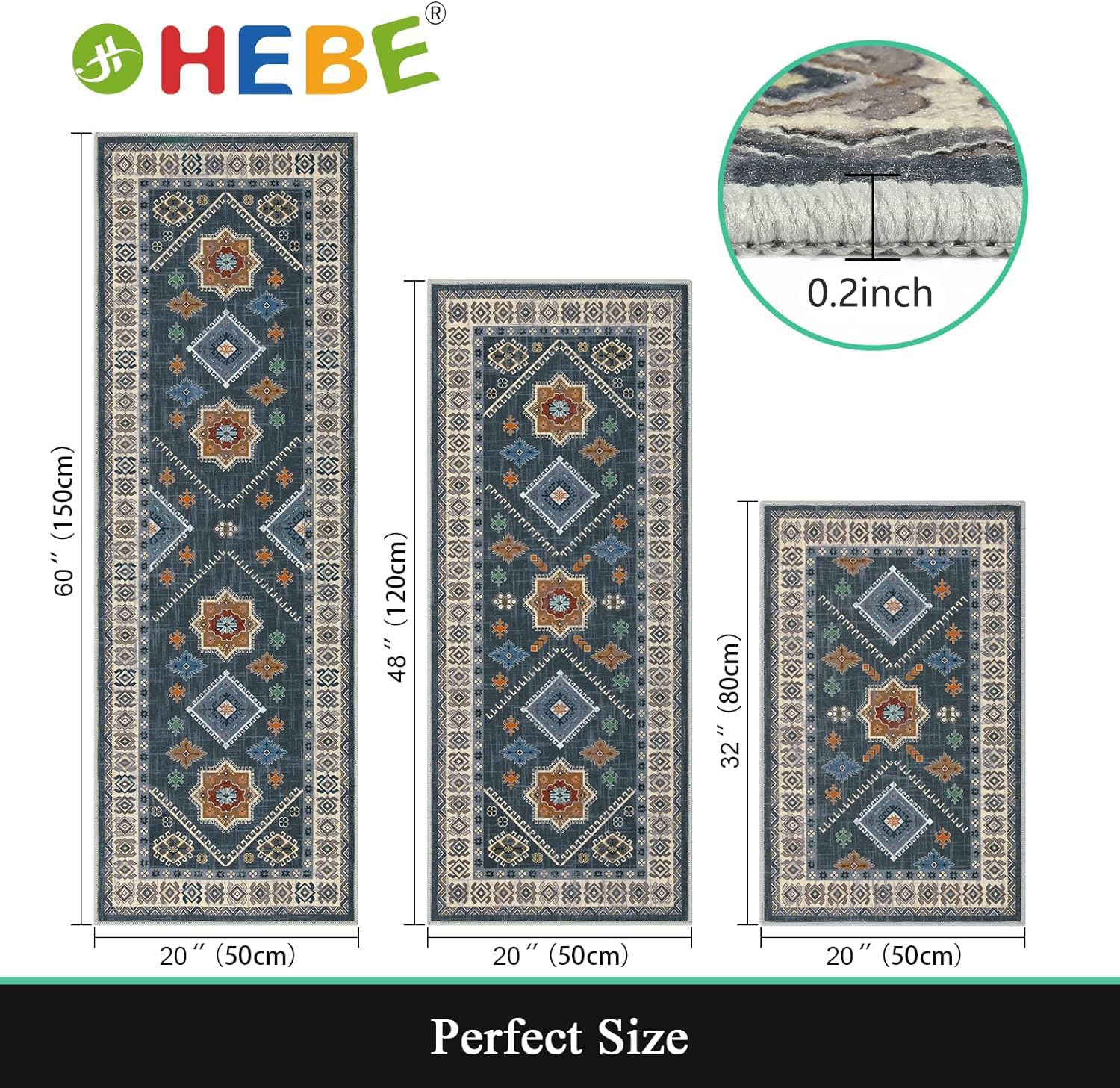 HEBE RUGS Boho kitchen rug 20x47 fits sinks and prep zones with stylish durability.