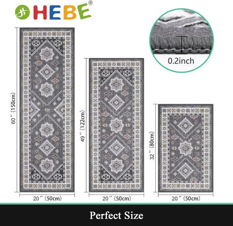 HEBE RUGS Boho kitchen runner with non-slip backing improves safety