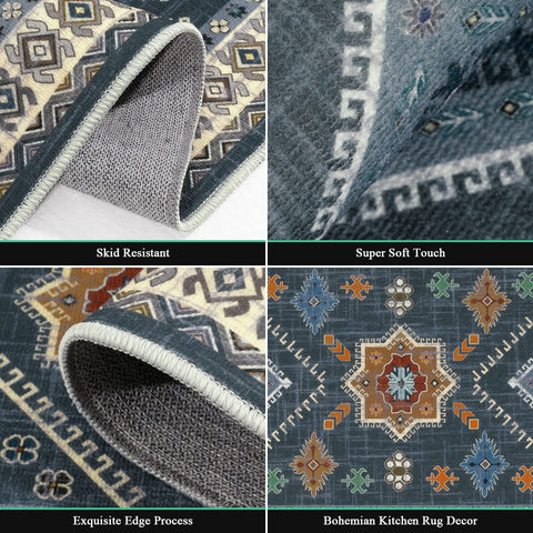 HEBE RUGS Boho runner non-slip back keeps corridors steady and safe.