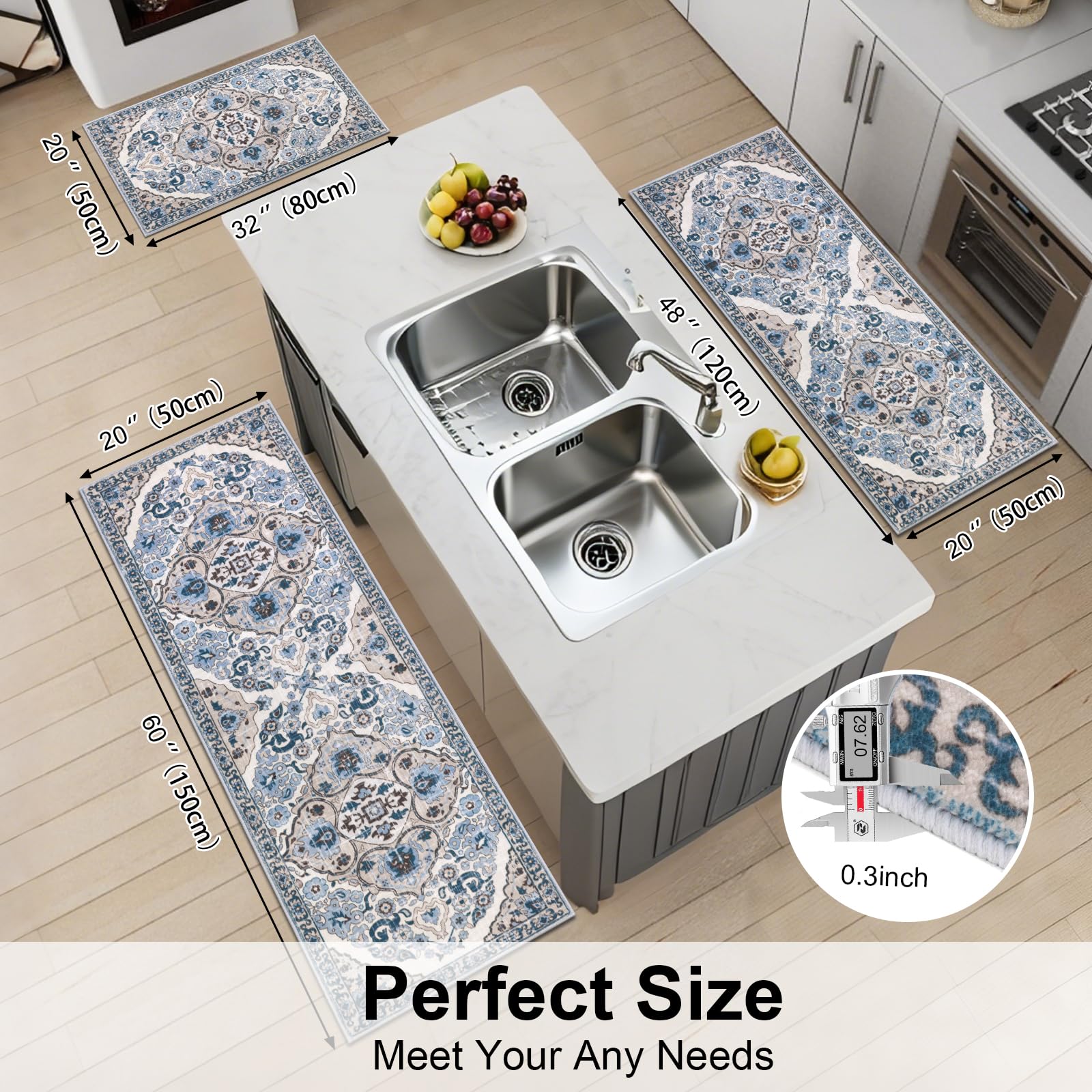HEBE Rugs farmhouse kitchen rug 20x48 – versatile runner for hallways and counters