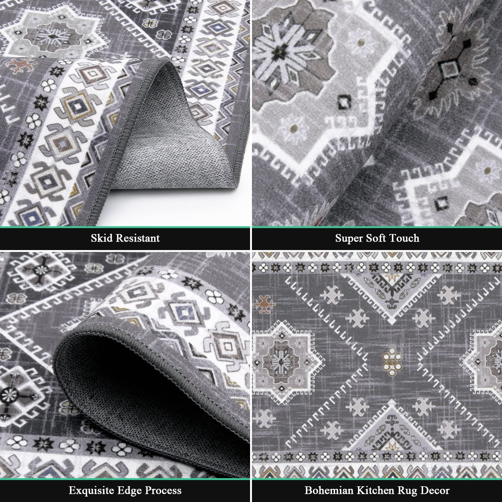 HEBE RUGS Non-slip backing protects floors and reduces movement
