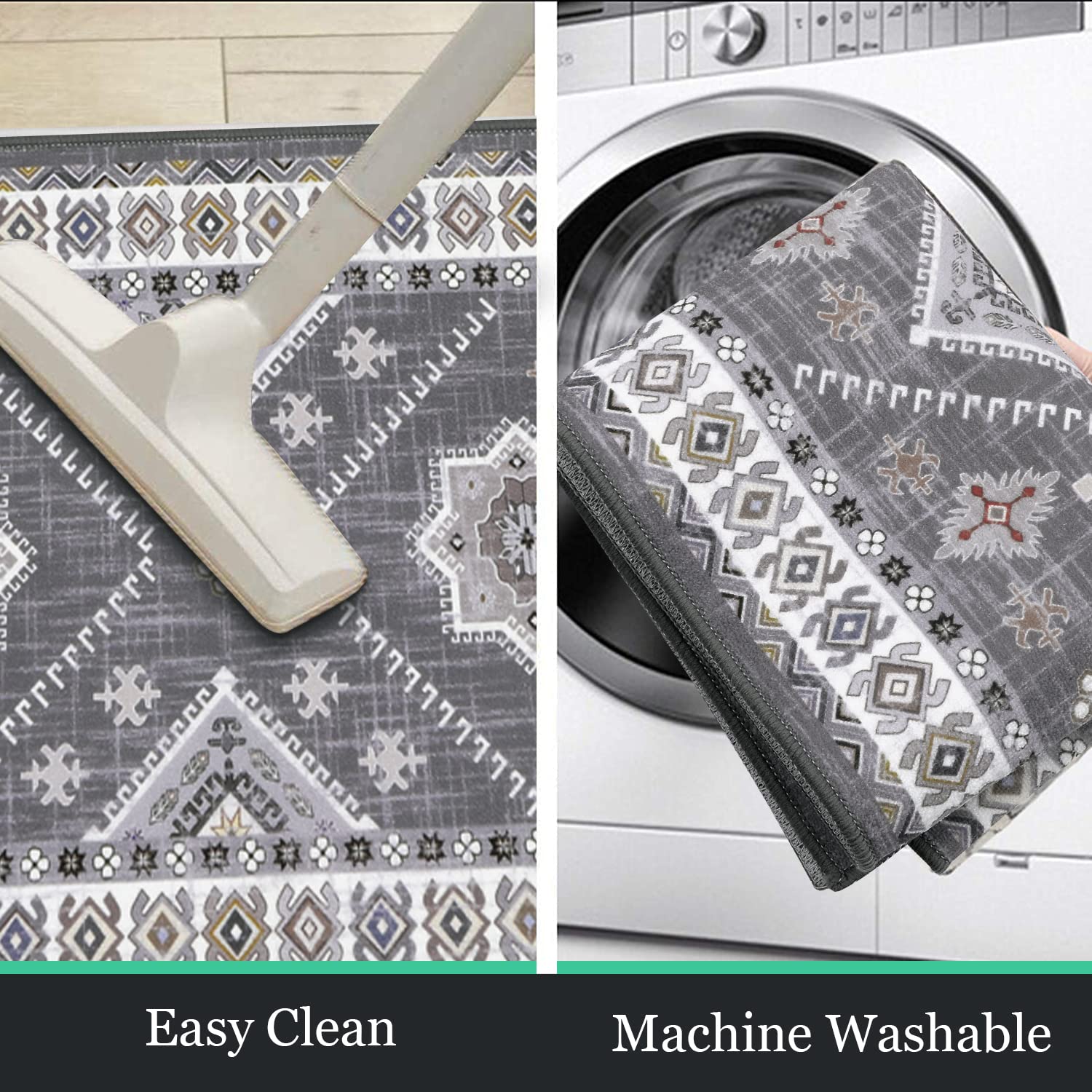 HEBE RUGS Washable kitchen rug runner for easy cleaning