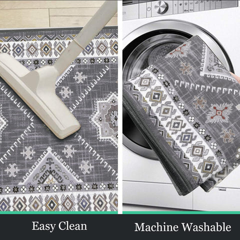 HEBE RUGS Washable kitchen rug runner for easy cleaning