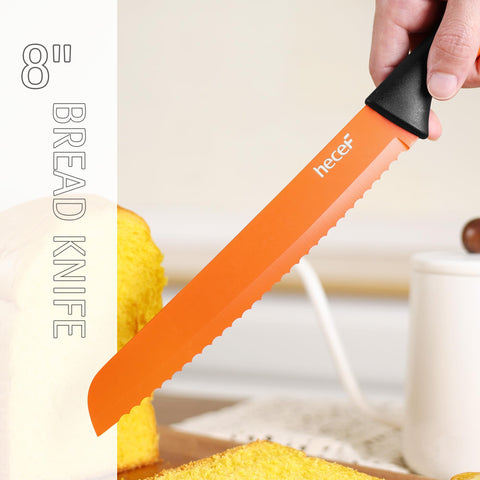Hecef 8-inch bread knife cleanly slices crusts with minimal tearing.