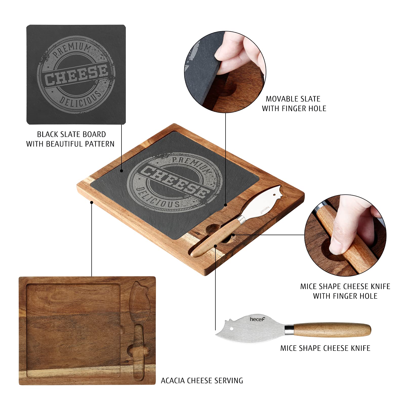 hecef acacia wood handle provides comfortable grip while slicing.