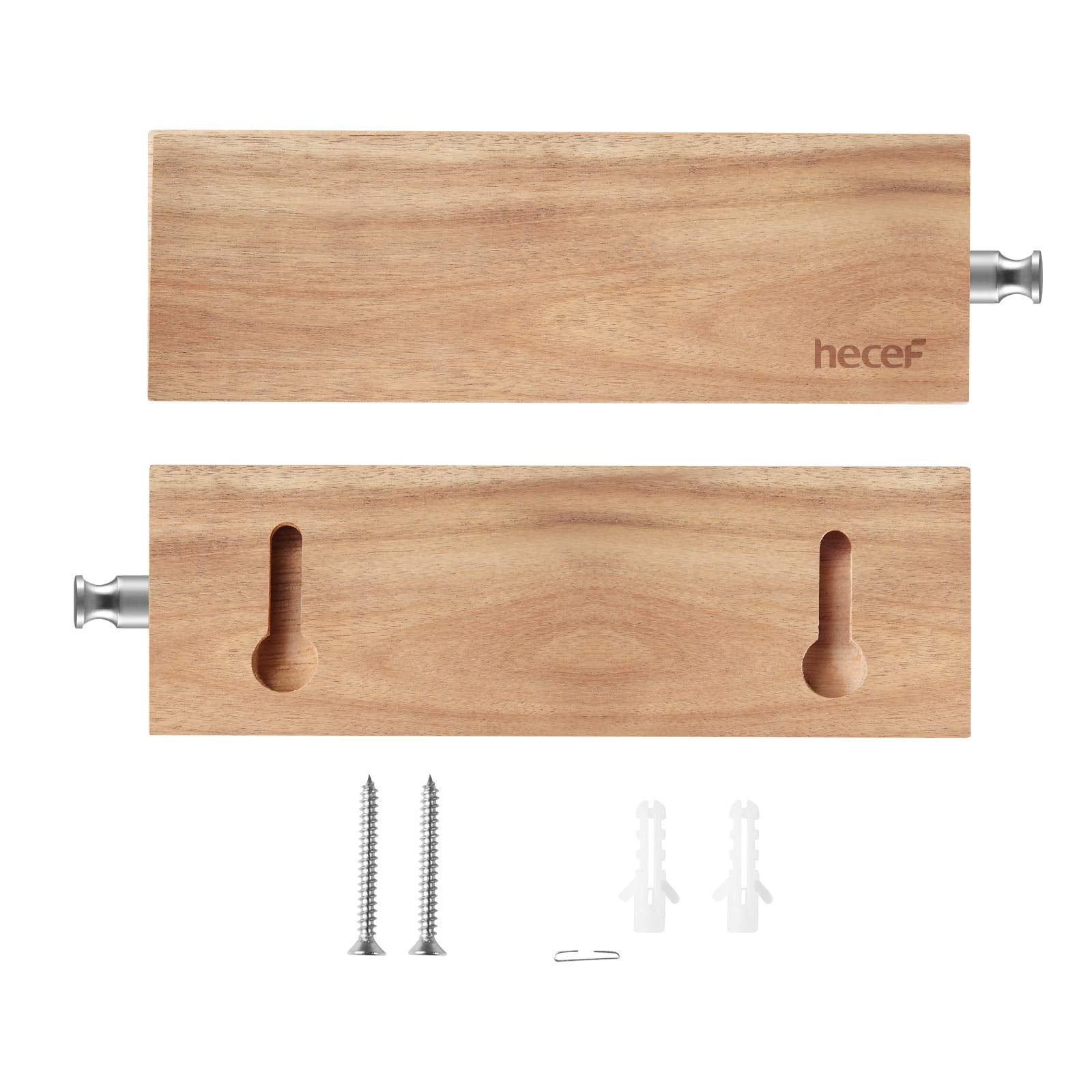 hecef acacia wood magnetic knife strip closeup shows sturdy magnet.