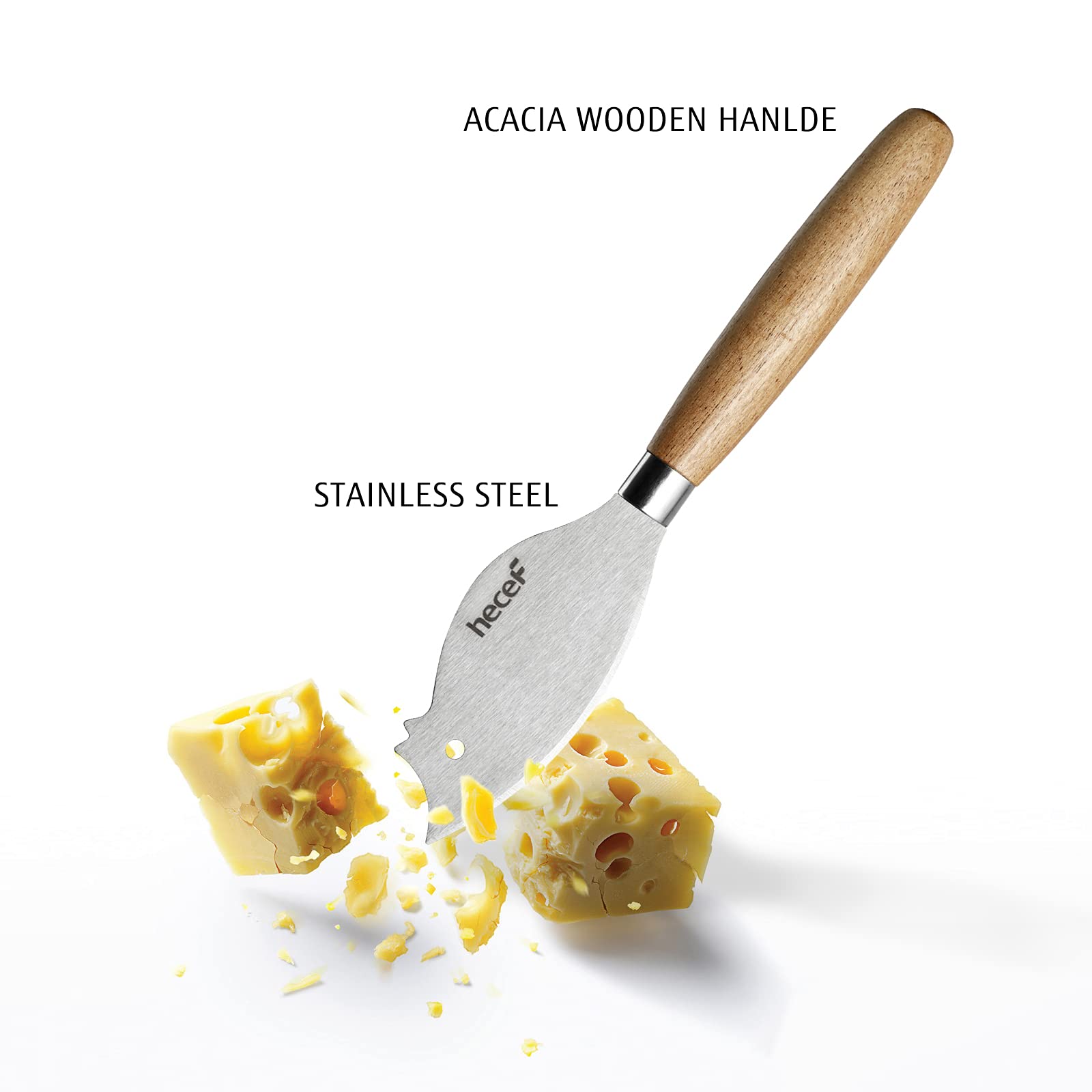 hecef built-in grooves hold slate and knife for neat display.