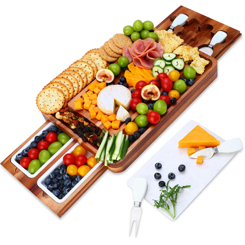Hecef acacia cheese board top view shows rich grain for stylish entertaining