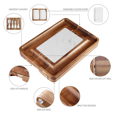 Hecef cheese board drawer with knives neatly stored inside