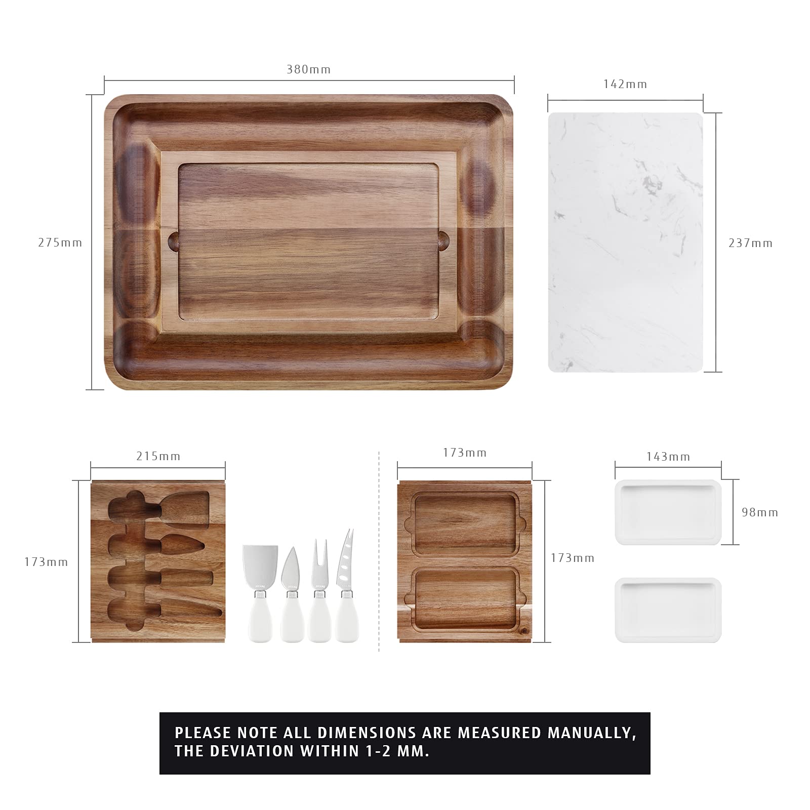Hecef removable marble slate adds extra serving area for appetizers