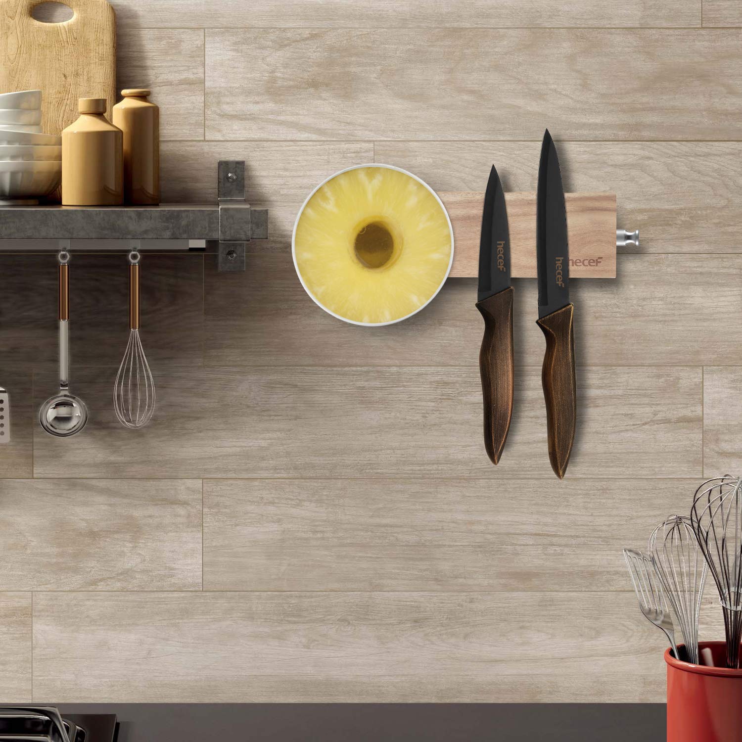 hecef easy-install wall strip shown with simple brackets and level.
