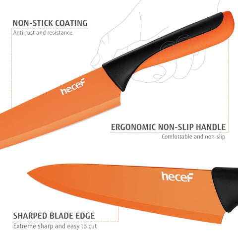 Hecef knife block with built-in sharpener keeps blades organized and sharp.